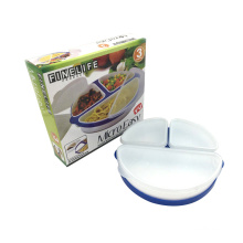 High Quality Durable Using 3 Compartment Removable Food Portion Plastic Diet Plate